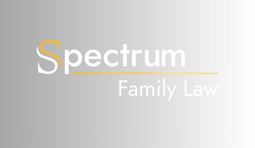 Logo with the text "Spectrum Family Law" on a gradient gray background, representing trusted Divorce Lawyers in Edmonton.