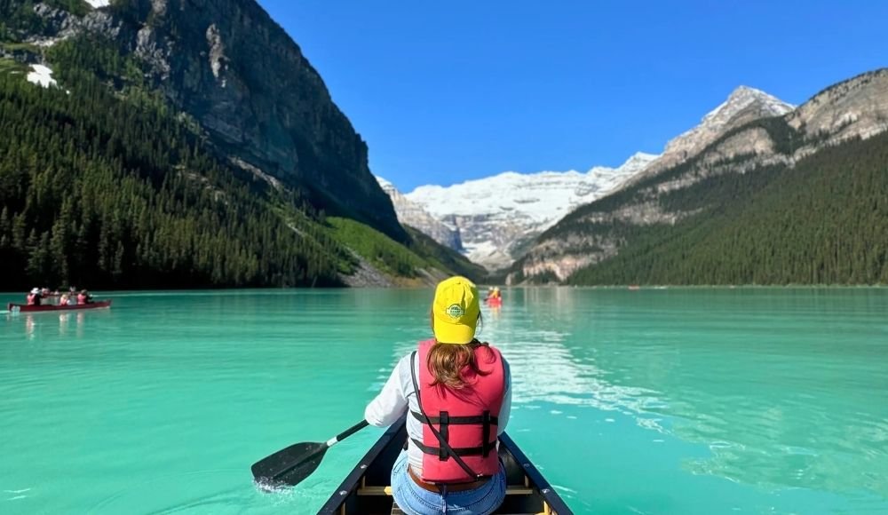 Canoeing on Lake Louise, one of the top things to do in Lake Louise.