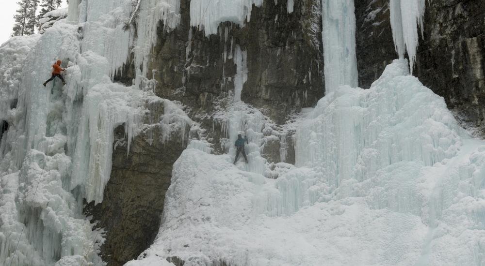Johnston Canyon Ice Walk in winter.