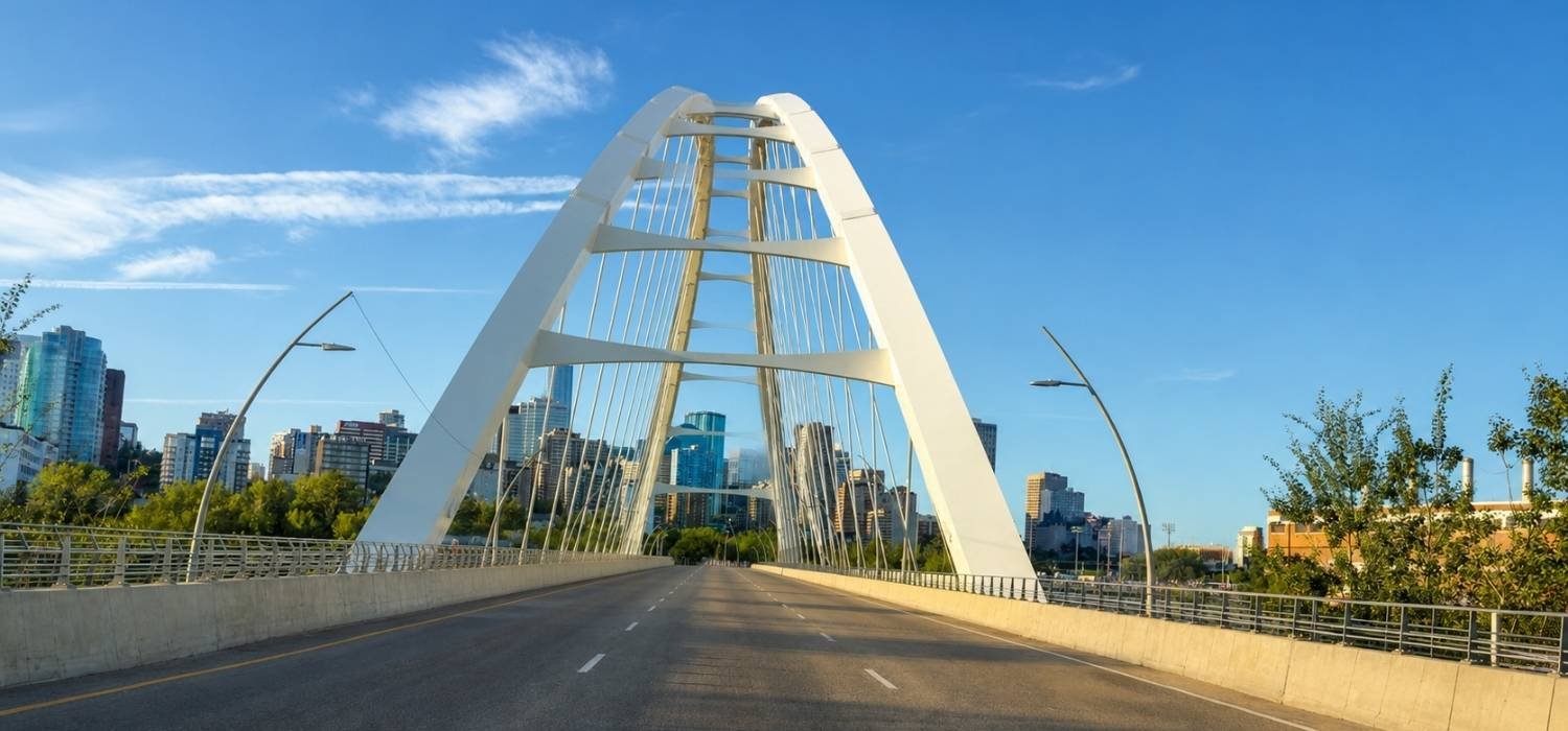Walterdale Bridge with Downtown Edmonton skyline